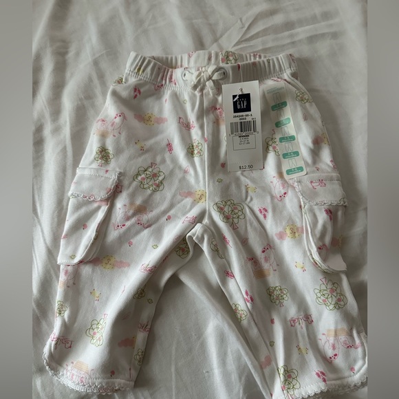 GAP Baby Floral Print Pants - White and Pink - Picture 1 of 3